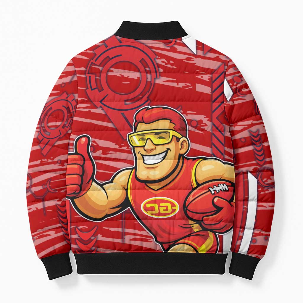 Gold Coast Suns Bomber Puffer Jacket Mascot Cartoon Football Illustration Style