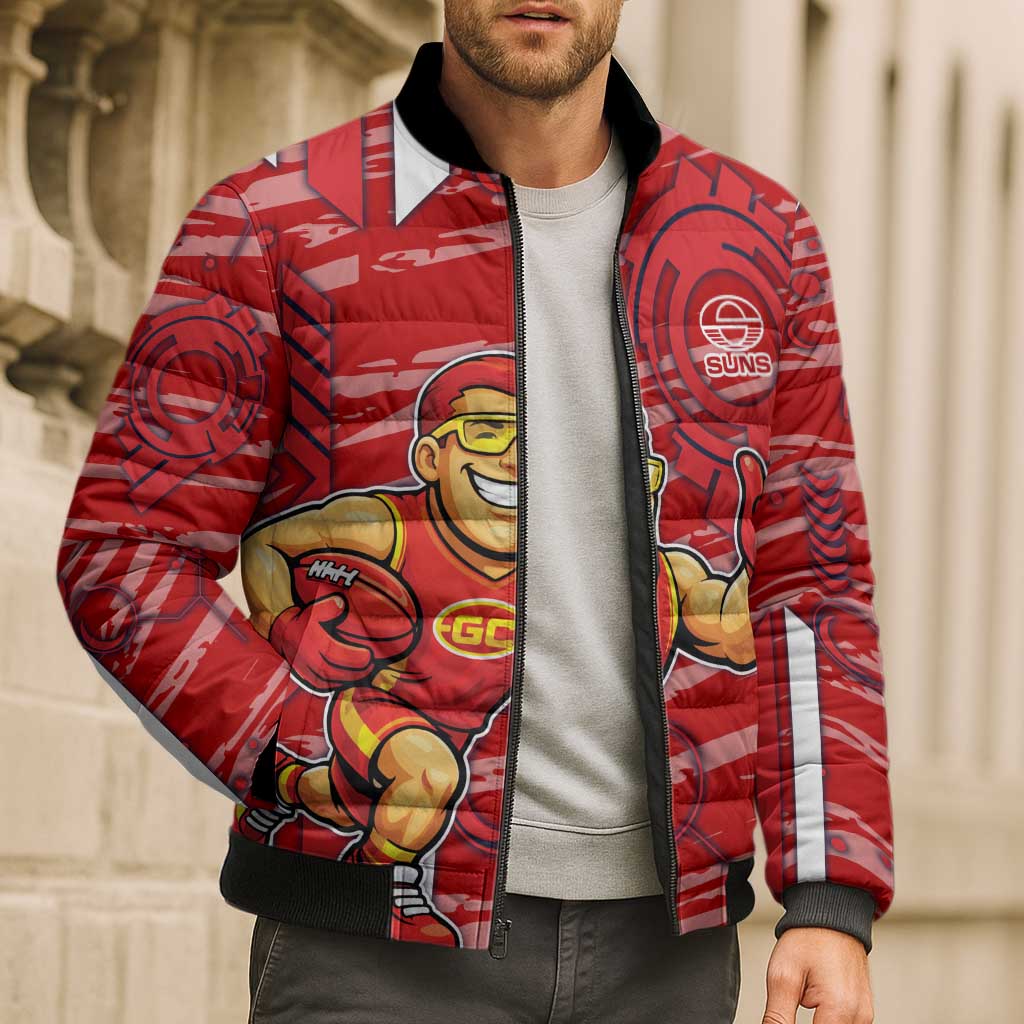 Gold Coast Suns Bomber Puffer Jacket Mascot Cartoon Football Illustration Style