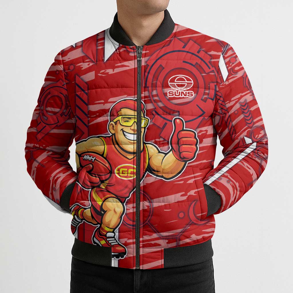 Gold Coast Suns Bomber Puffer Jacket Mascot Cartoon Football Illustration Style