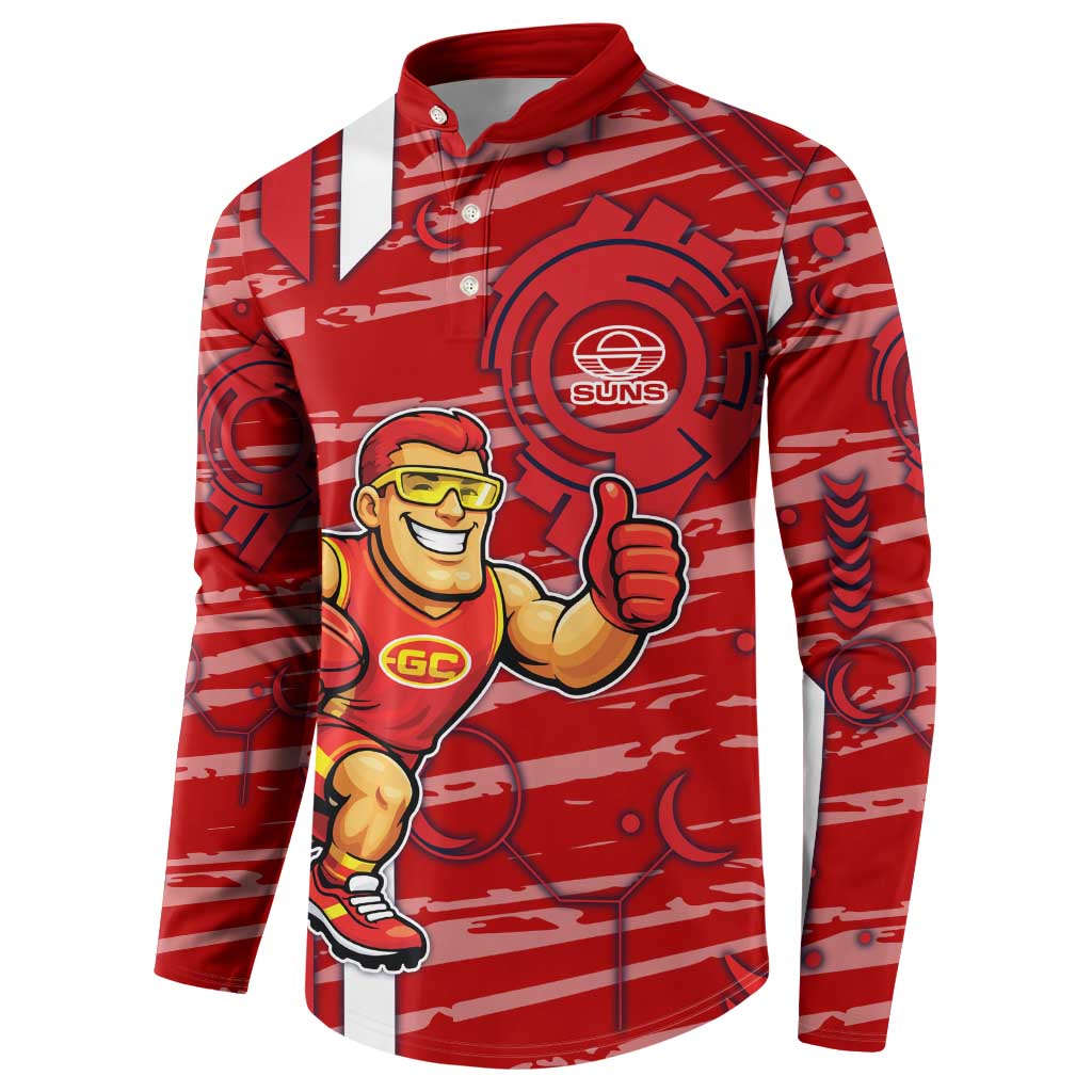 Gold Coast Suns Button Sweatshirt Mascot Cartoon Football Illustration Style