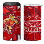 Gold Coast Suns 4 in 1 Can Cooler Tumbler Mascot Cartoon Football Illustration Style