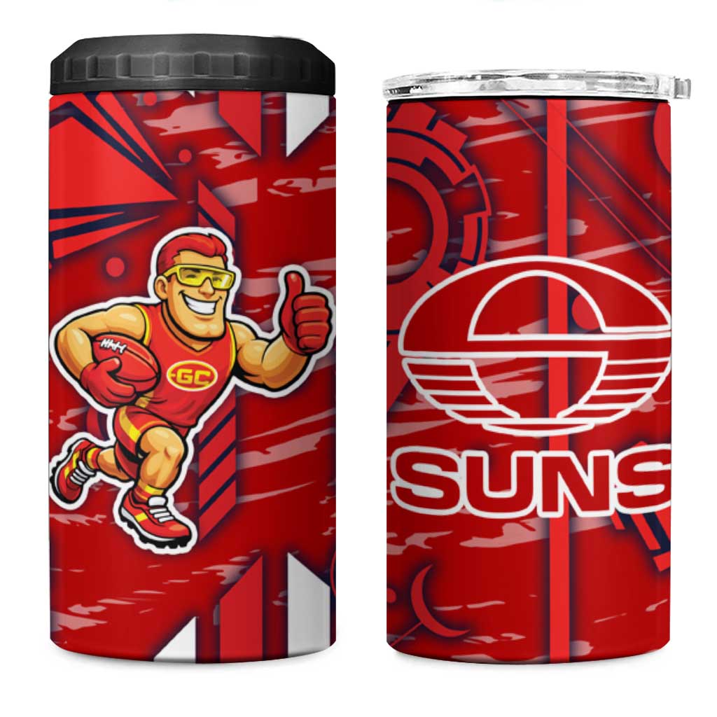 Gold Coast Suns 4 in 1 Can Cooler Tumbler Mascot Cartoon Football Illustration Style