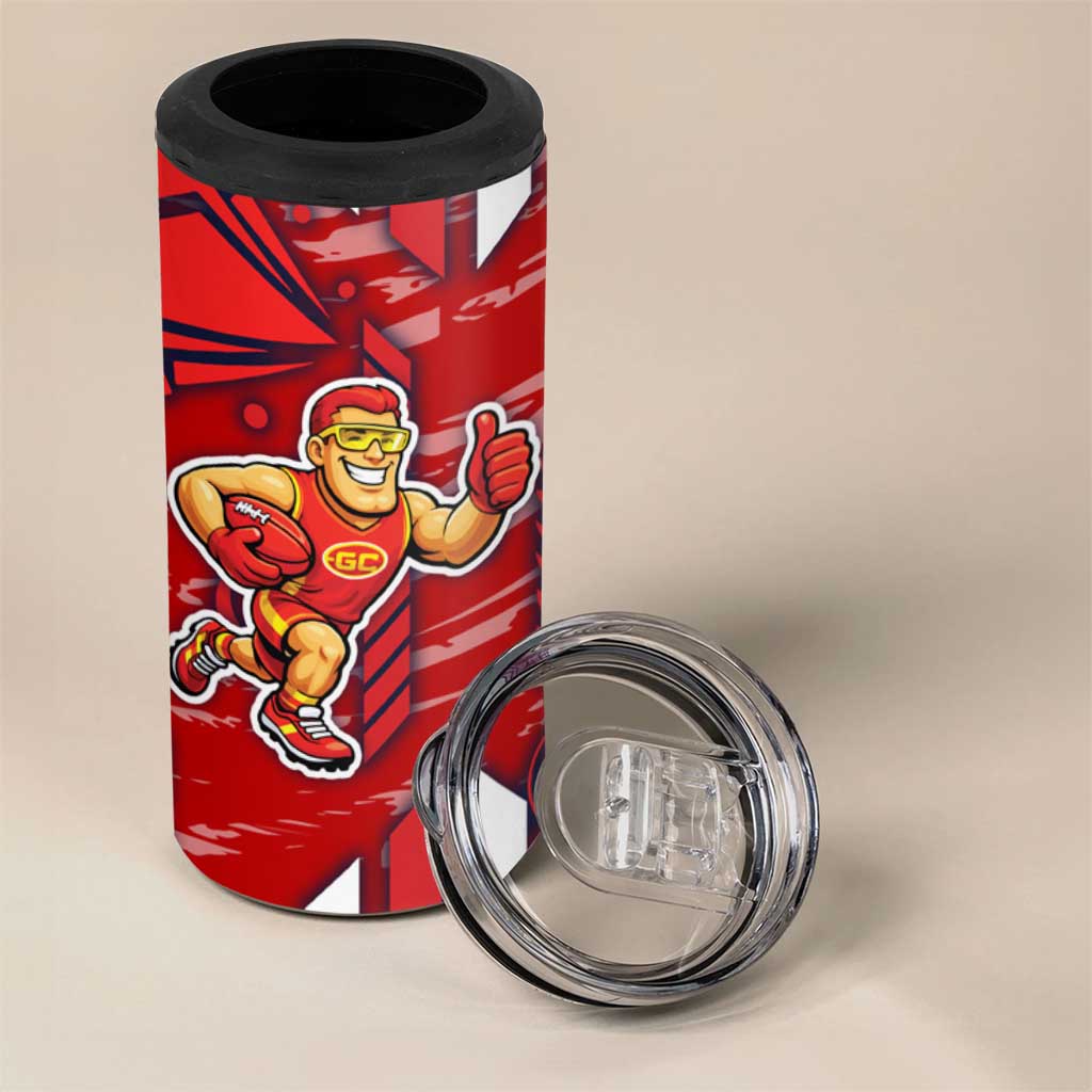 Gold Coast Suns 4 in 1 Can Cooler Tumbler Mascot Cartoon Football Illustration Style