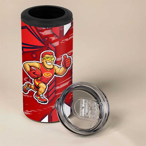 Gold Coast Suns 4 in 1 Can Cooler Tumbler Mascot Cartoon Football Illustration Style