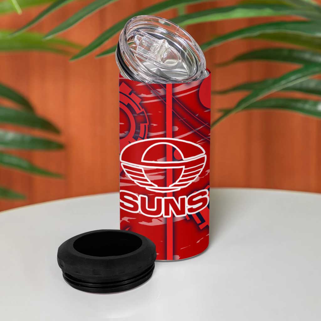 Gold Coast Suns 4 in 1 Can Cooler Tumbler Mascot Cartoon Football Illustration Style