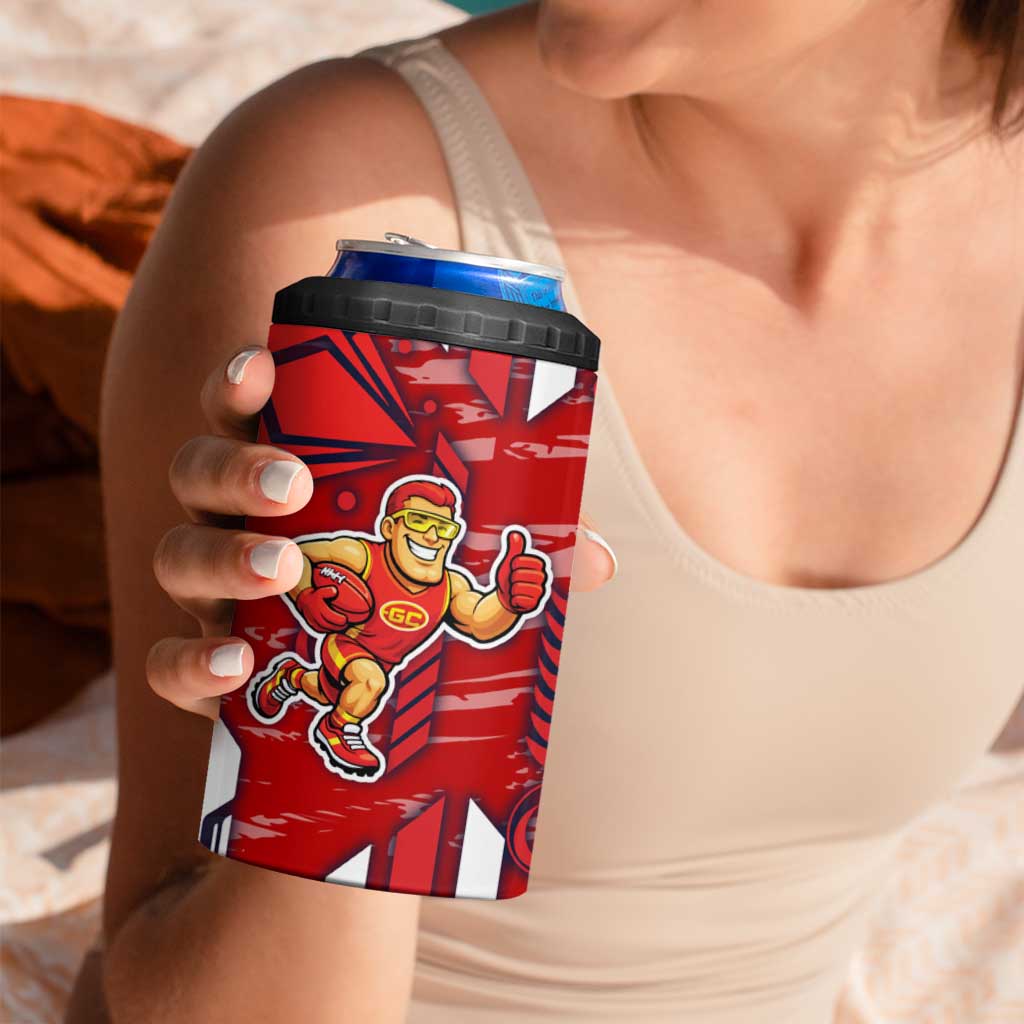 Gold Coast Suns 4 in 1 Can Cooler Tumbler Mascot Cartoon Football Illustration Style