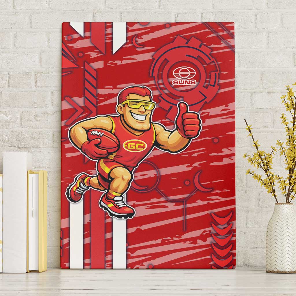 Gold Coast Suns Canvas Wall Art Mascot Cartoon Football Illustration Style