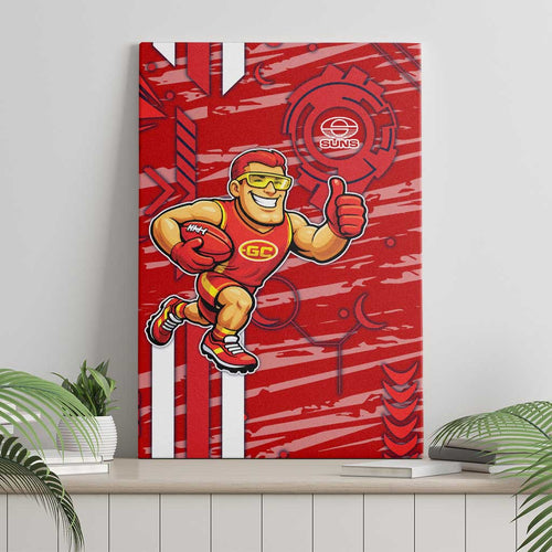 Gold Coast Suns Canvas Wall Art Mascot Cartoon Football Illustration Style
