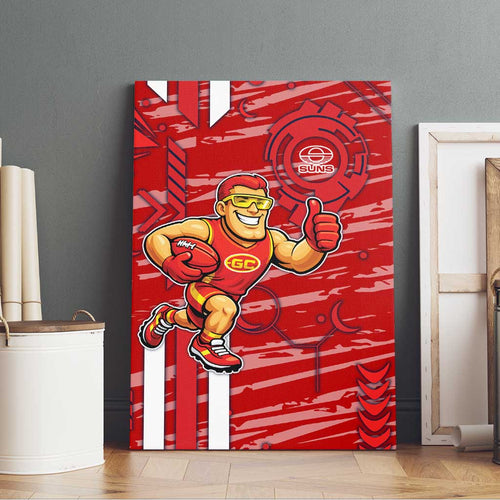Gold Coast Suns Canvas Wall Art Mascot Cartoon Football Illustration Style