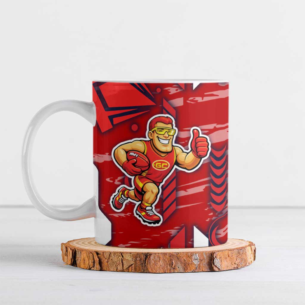 Gold Coast Suns Ceramic Mug Mascot Cartoon Football Illustration Style