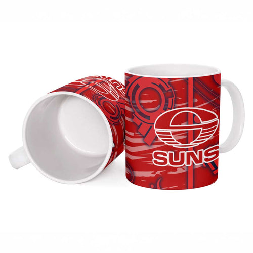 Gold Coast Suns Ceramic Mug Mascot Cartoon Football Illustration Style