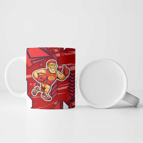 Gold Coast Suns Ceramic Mug Mascot Cartoon Football Illustration Style