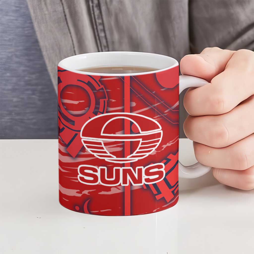 Gold Coast Suns Ceramic Mug Mascot Cartoon Football Illustration Style