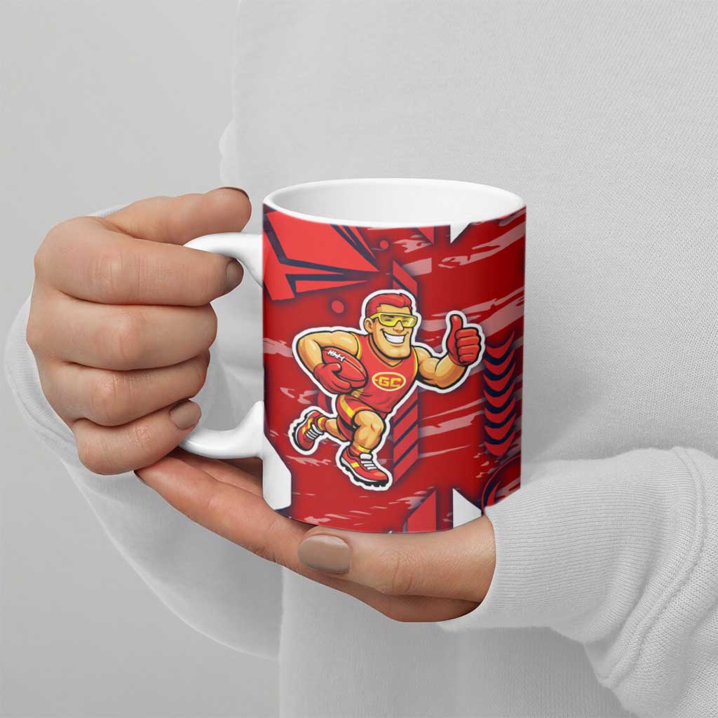 Gold Coast Suns Ceramic Mug Mascot Cartoon Football Illustration Style