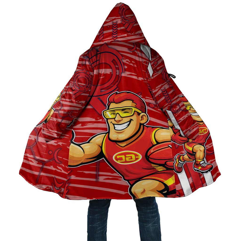 Gold Coast Suns Cloak Mascot Cartoon Football Illustration Style