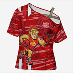 Gold Coast Suns Cross Shoulder Shirt Mascot Cartoon Football Illustration Style