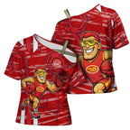 Gold Coast Suns Cross Shoulder Shirt Mascot Cartoon Football Illustration Style