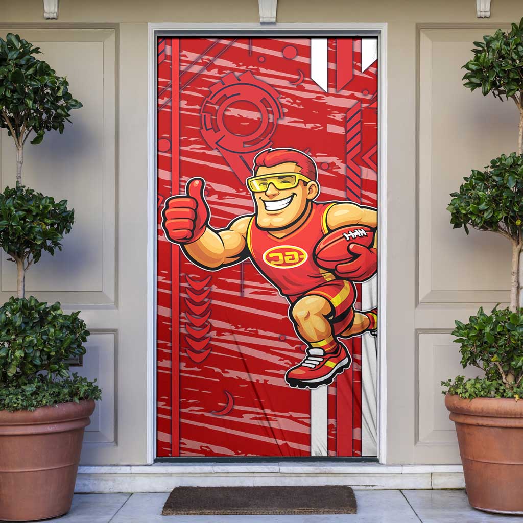 Gold Coast Suns Door Cover Mascot Cartoon Football Illustration Style