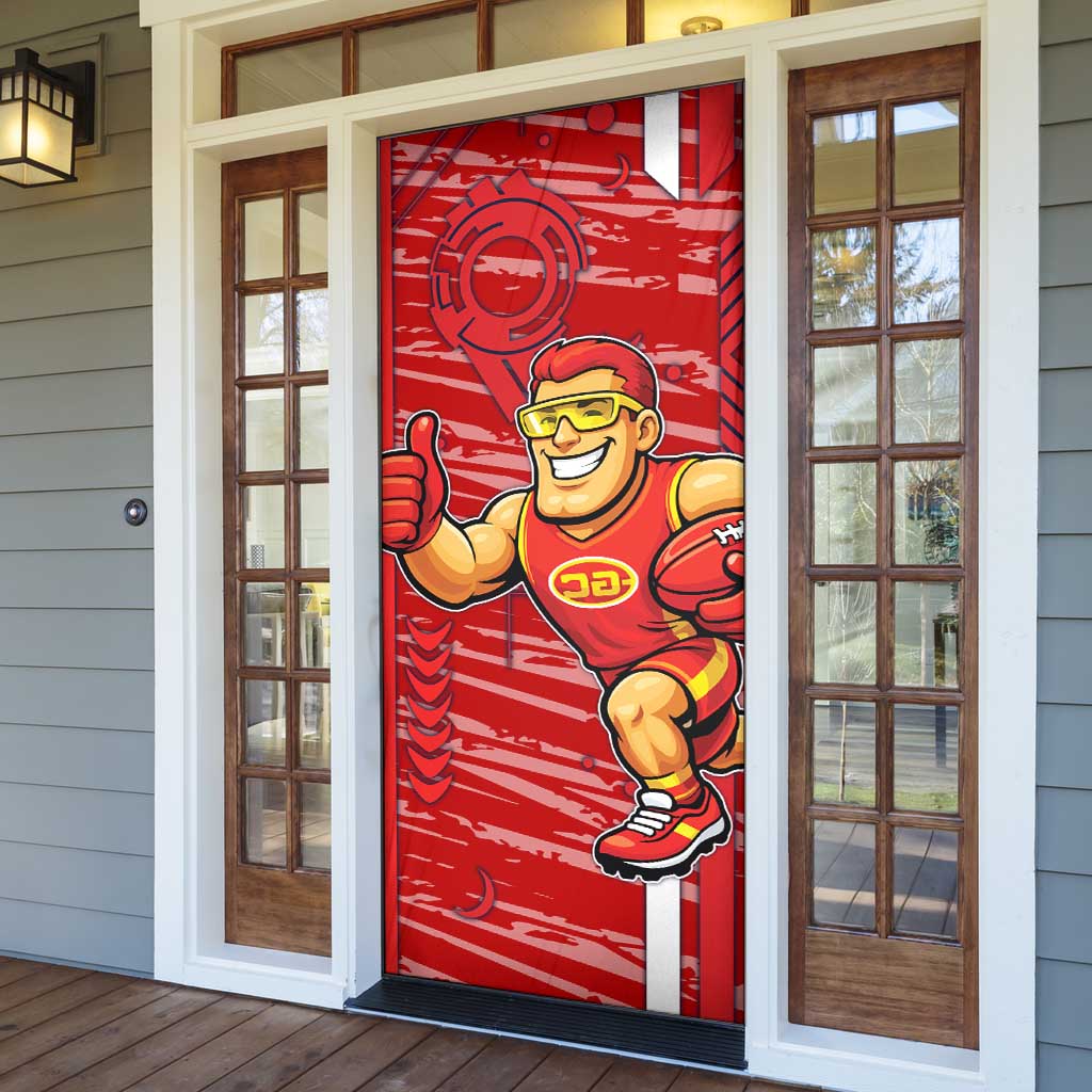 Gold Coast Suns Door Cover Mascot Cartoon Football Illustration Style