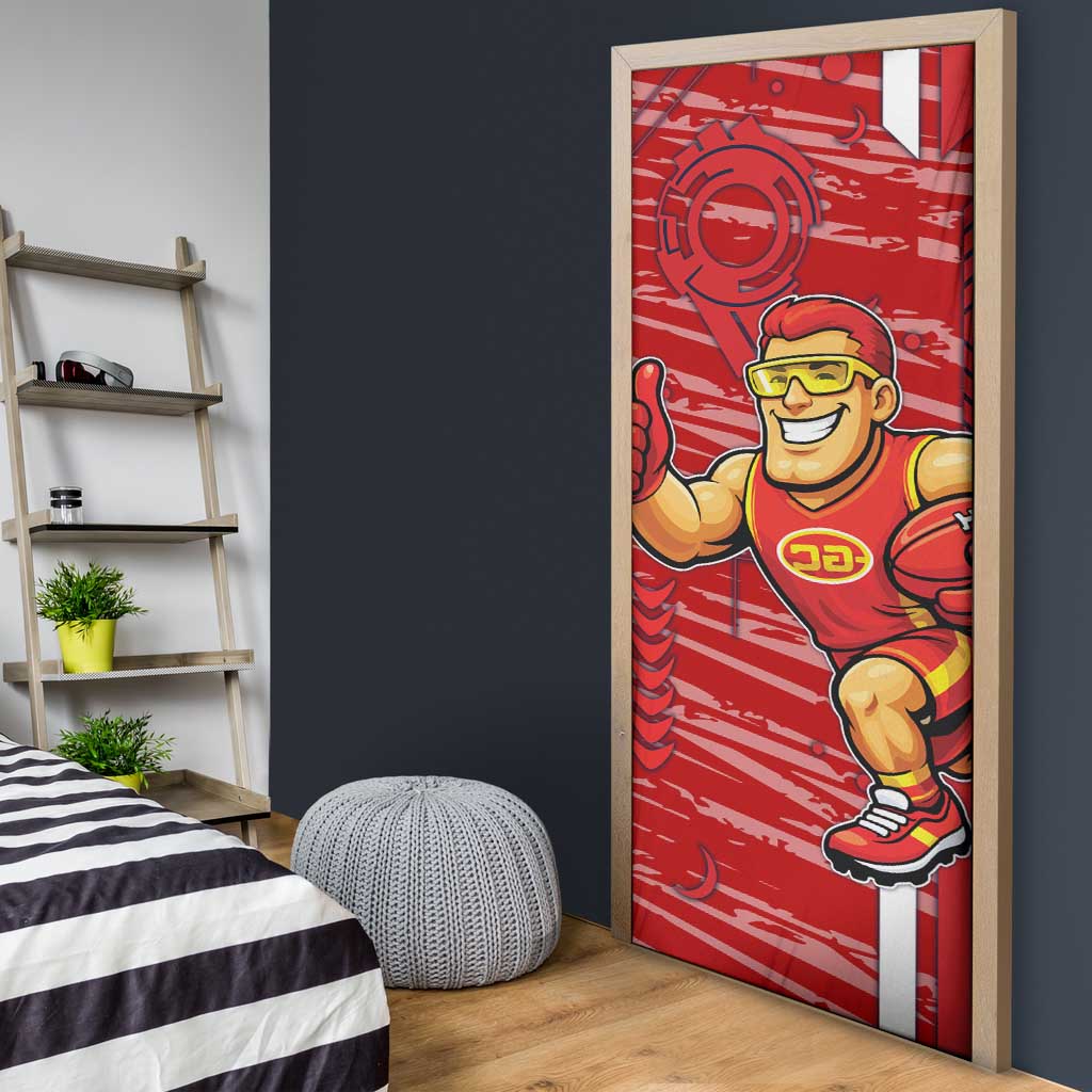 Gold Coast Suns Door Cover Mascot Cartoon Football Illustration Style
