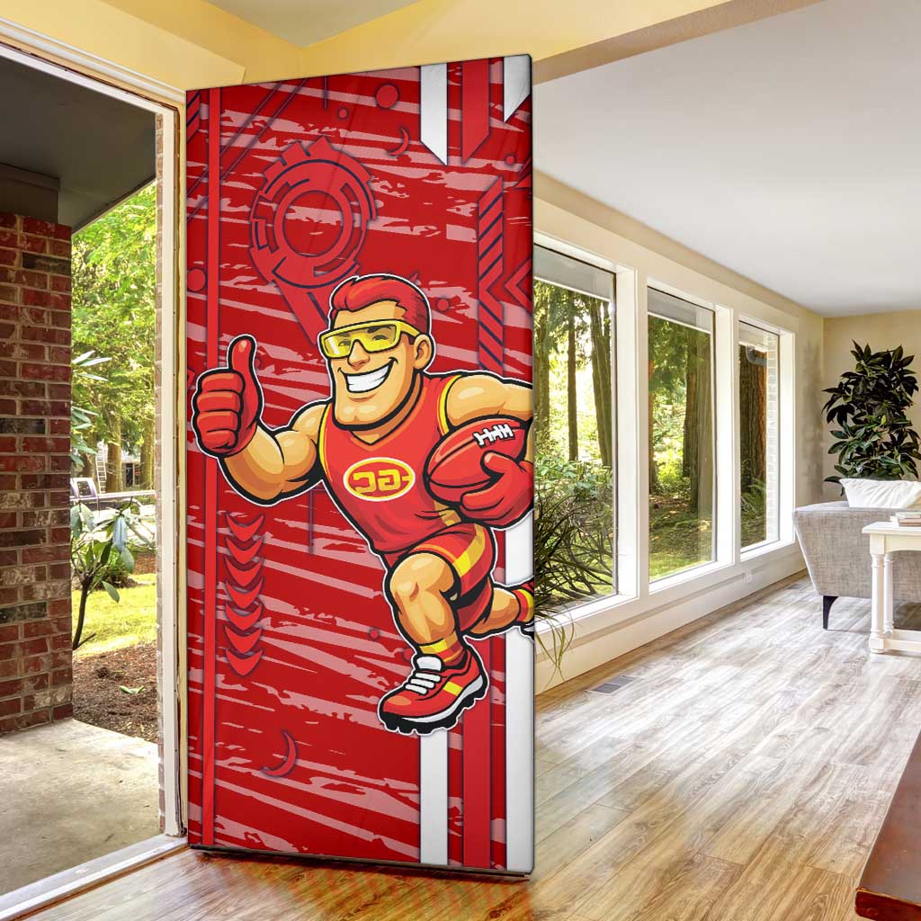 Gold Coast Suns Door Cover Mascot Cartoon Football Illustration Style