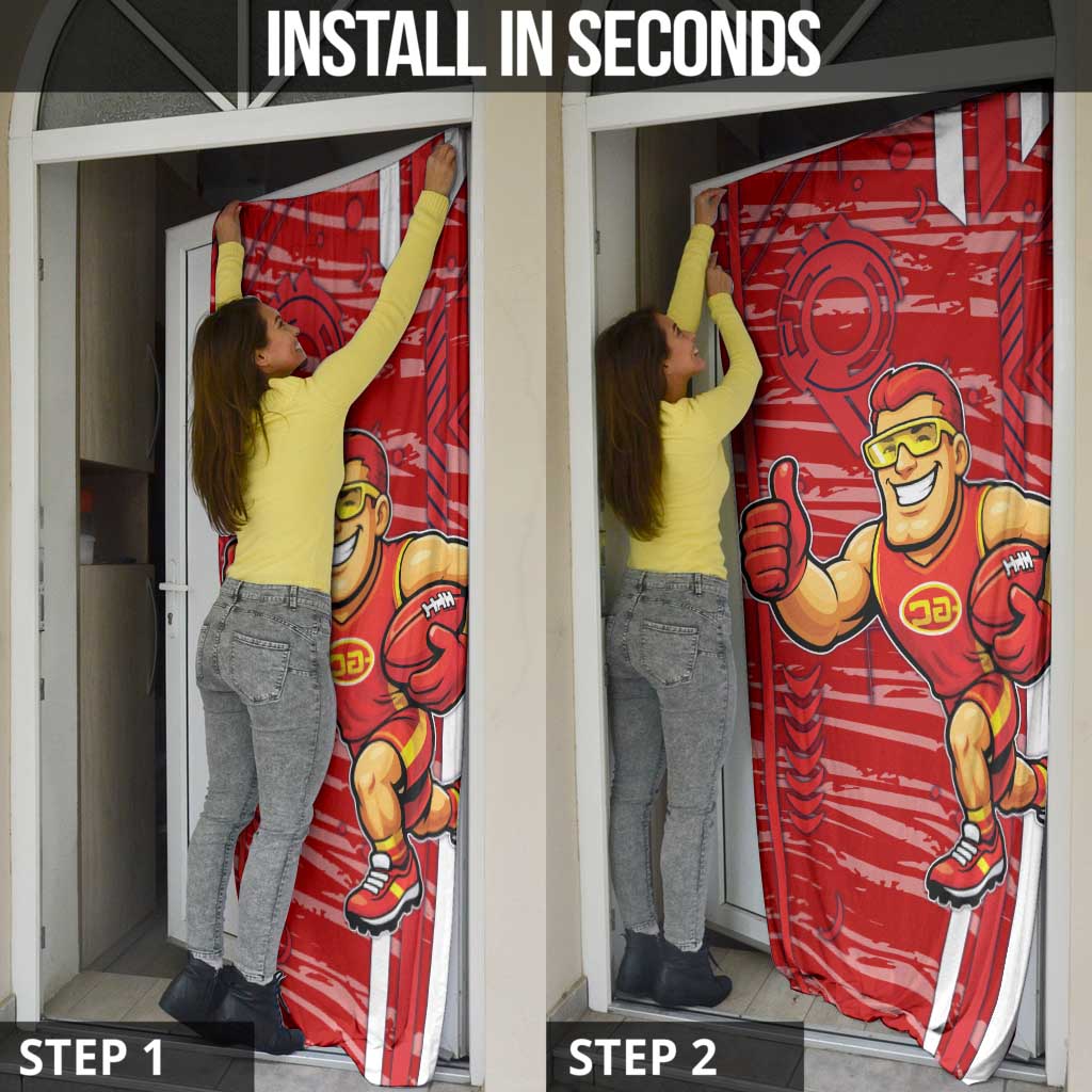 Gold Coast Suns Door Cover Mascot Cartoon Football Illustration Style