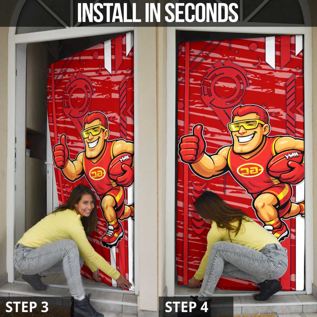 Gold Coast Suns Door Cover Mascot Cartoon Football Illustration Style