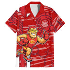 Gold Coast Suns Family Matching Long Sleeve Bodycon Dress and Hawaiian Shirt Mascot Cartoon Football Illustration Style
