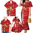 Gold Coast Suns Family Matching Mermaid Dress and Hawaiian Shirt Mascot Cartoon Football Illustration Style