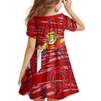 Gold Coast Suns Family Matching Off Shoulder Maxi Dress and Hawaiian Shirt Mascot Cartoon Football Illustration Style