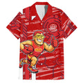 Gold Coast Suns Family Matching Off Shoulder Maxi Dress and Hawaiian Shirt Mascot Cartoon Football Illustration Style