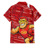 Gold Coast Suns Family Matching Off Shoulder Short Dress and Hawaiian Shirt Mascot Cartoon Football Illustration Style