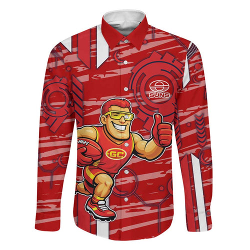 Gold Coast Suns Family Matching Puletasi and Hawaiian Shirt Mascot Cartoon Football Illustration Style