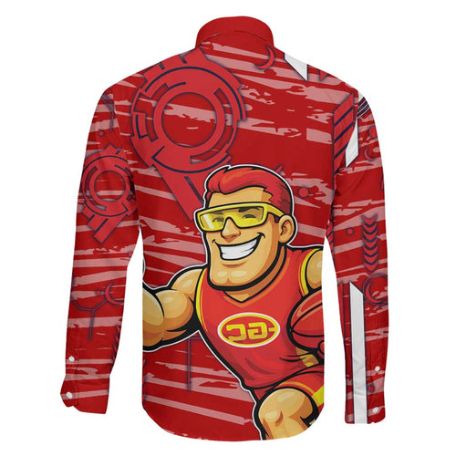 Gold Coast Suns Family Matching Puletasi and Hawaiian Shirt Mascot Cartoon Football Illustration Style