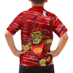 Gold Coast Suns Family Matching Summer Maxi Dress and Hawaiian Shirt Mascot Cartoon Football Illustration Style