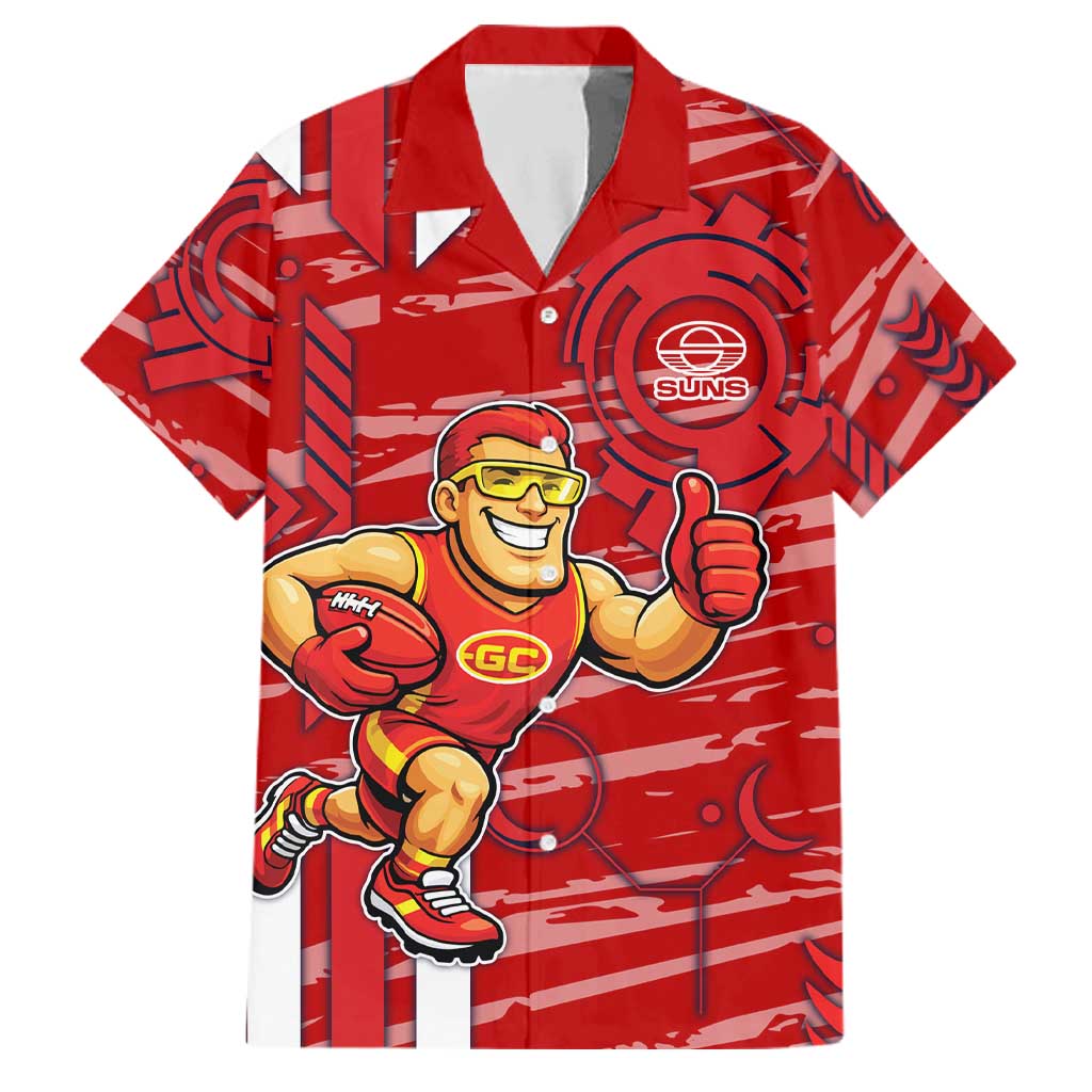 Gold Coast Suns Family Matching Summer Maxi Dress and Hawaiian Shirt Mascot Cartoon Football Illustration Style