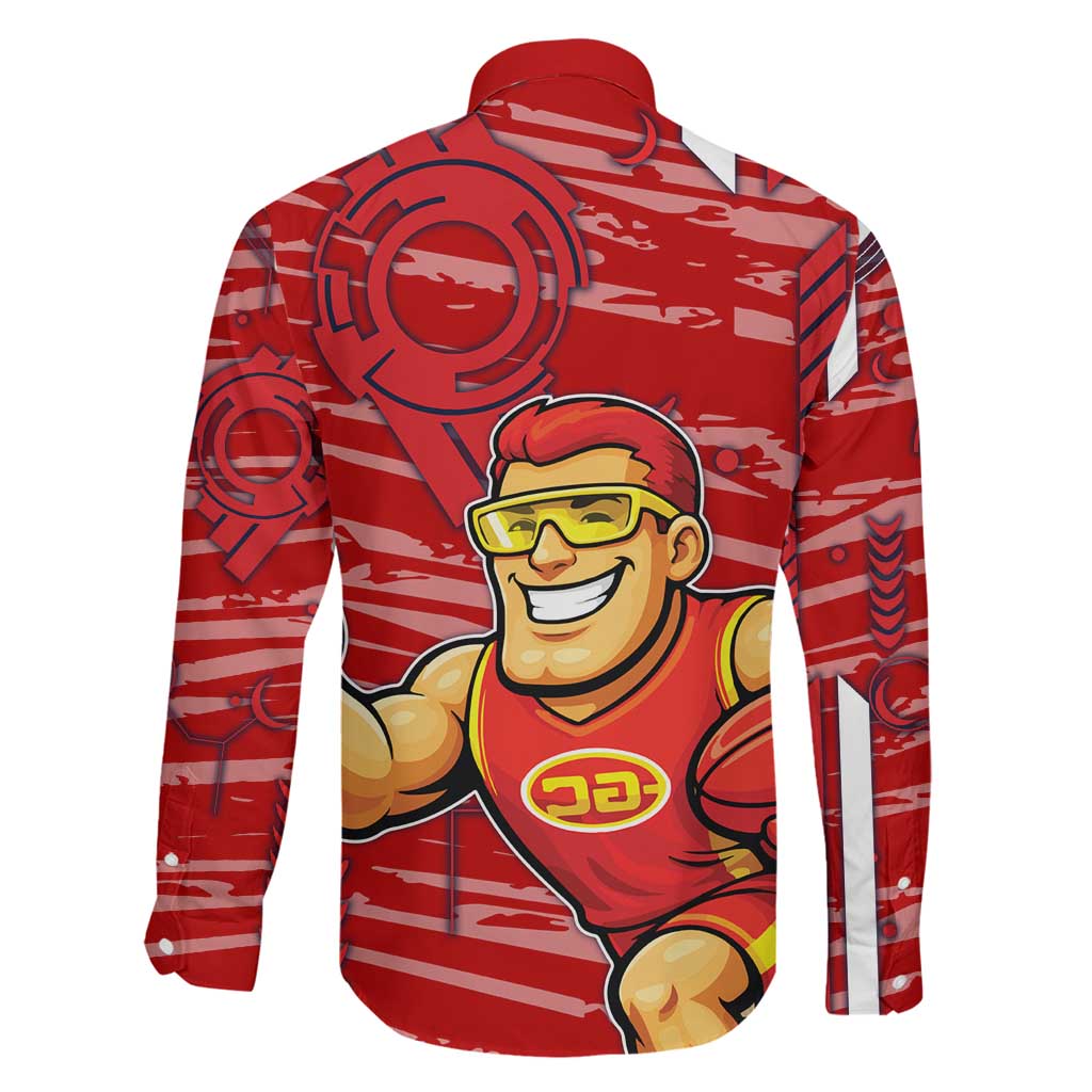 Gold Coast Suns Family Matching Summer Maxi Dress and Hawaiian Shirt Mascot Cartoon Football Illustration Style