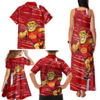 Gold Coast Suns Family Matching Tank Maxi Dress and Hawaiian Shirt Mascot Cartoon Football Illustration Style