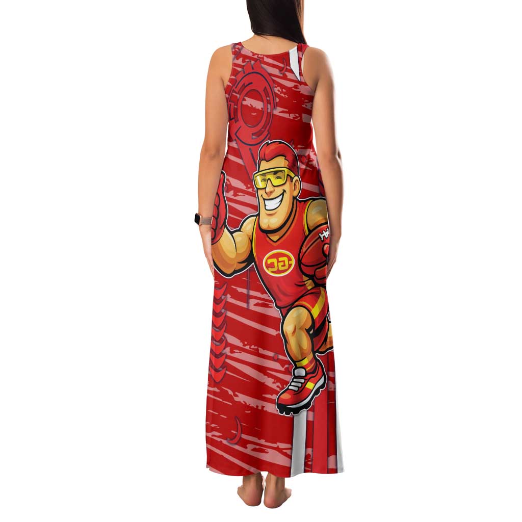 Gold Coast Suns Family Matching Tank Maxi Dress and Hawaiian Shirt Mascot Cartoon Football Illustration Style