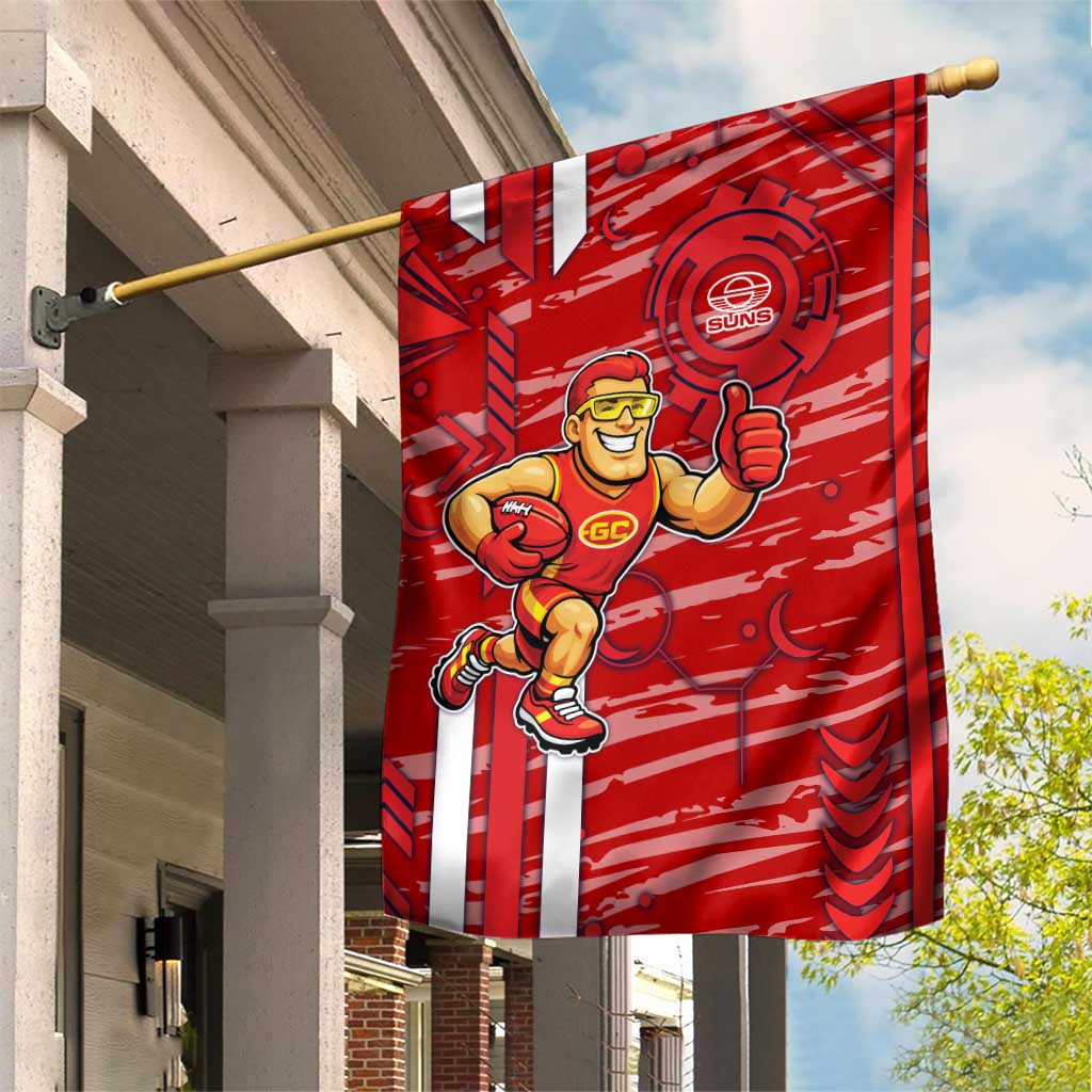 Gold Coast Suns Garden Flag Mascot Cartoon Football Illustration Style
