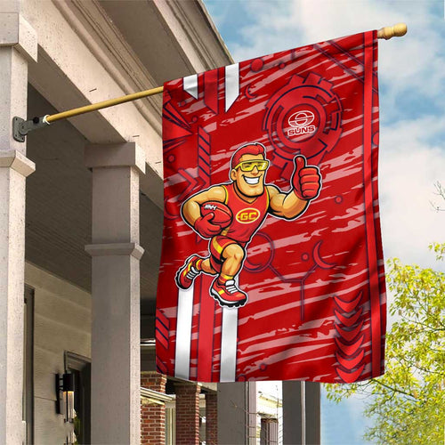 Gold Coast Suns Garden Flag Mascot Cartoon Football Illustration Style