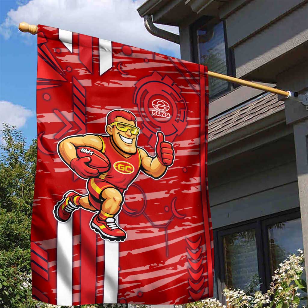 Gold Coast Suns Garden Flag Mascot Cartoon Football Illustration Style
