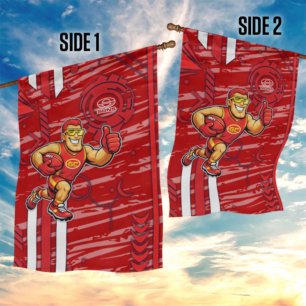 Gold Coast Suns Garden Flag Mascot Cartoon Football Illustration Style