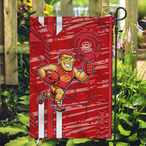 Gold Coast Suns Garden Flag Mascot Cartoon Football Illustration Style