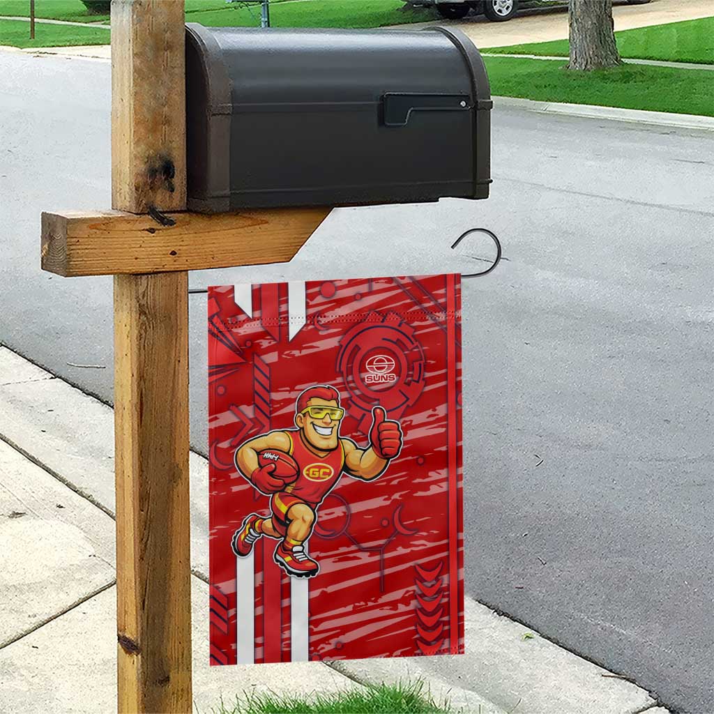 Gold Coast Suns Garden Flag Mascot Cartoon Football Illustration Style