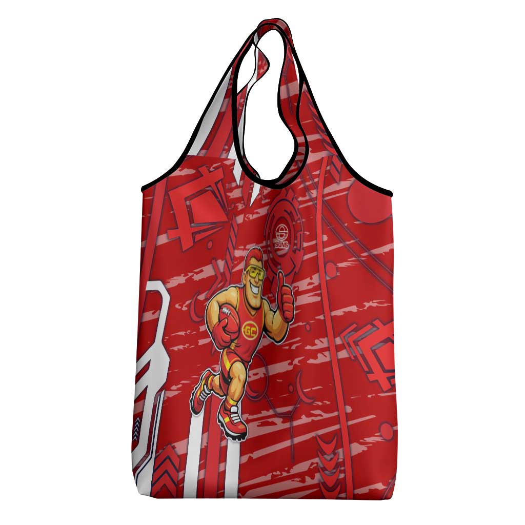 Gold Coast Suns Grocery Bag Mascot Cartoon Football Illustration Style