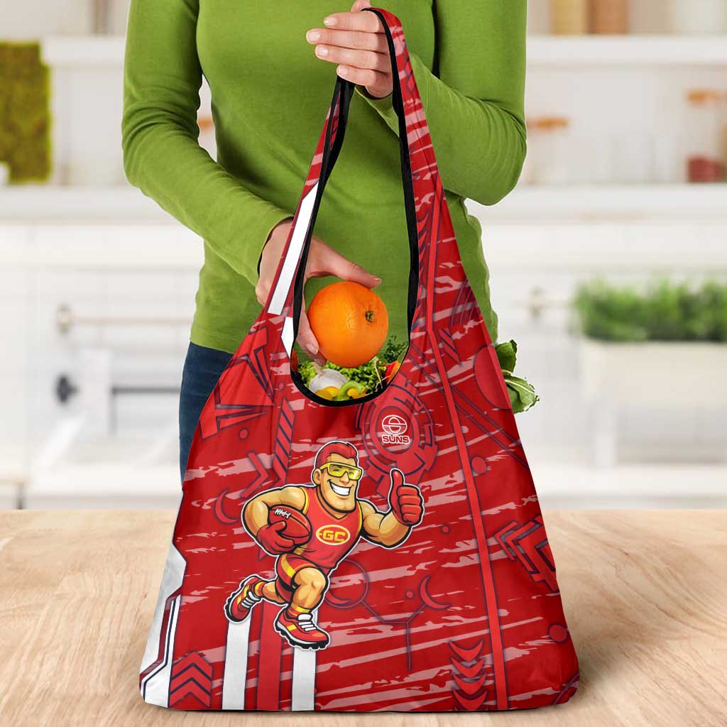 Gold Coast Suns Grocery Bag Mascot Cartoon Football Illustration Style