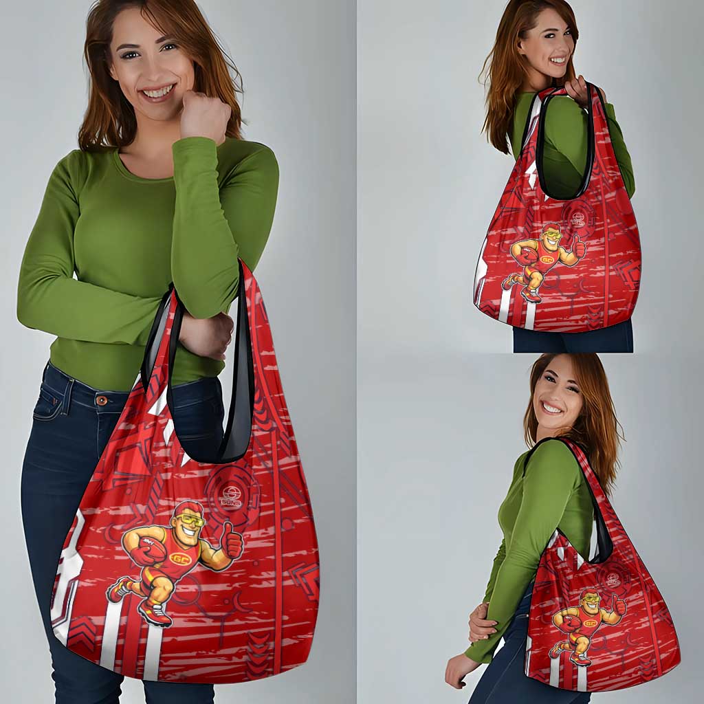 Gold Coast Suns Grocery Bag Mascot Cartoon Football Illustration Style