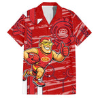 Gold Coast Suns Hawaiian Shirt Mascot Cartoon Football Illustration Style