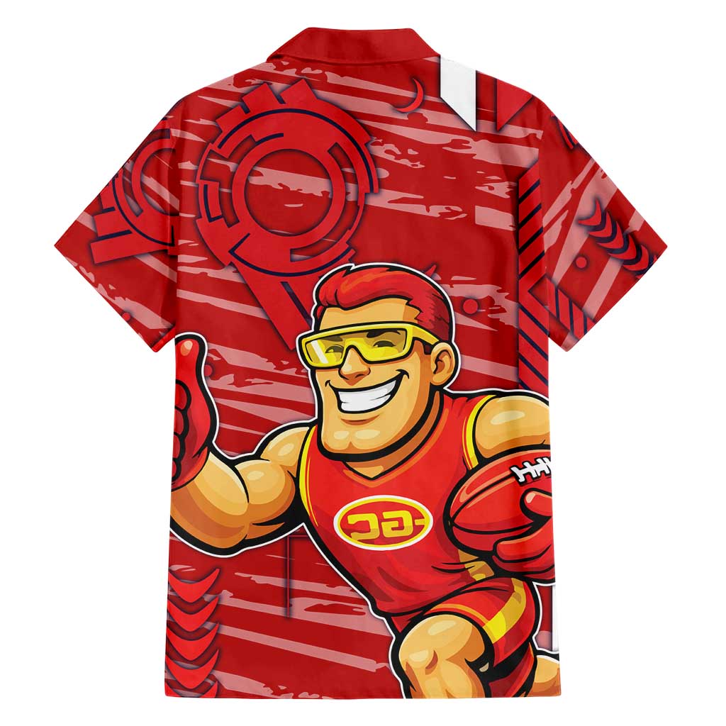 Gold Coast Suns Hawaiian Shirt Mascot Cartoon Football Illustration Style